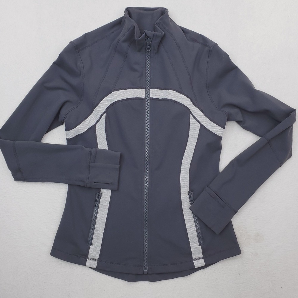 Lululemon Define Jacket Womens 10 Gray Colorblock Track Full Zip Thumbholes